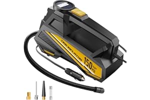 FLYKID Inflador de Neumáticos Compresor de Aire Portátil 150PSI, 12V DC Sin Cable 6X Más Rápido Auto Bomba con Manómetro Digital y Luz de Emergencia para Neumáticos de Coche, Motocicleta, Bicicleta, Bola