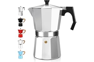 DITOSH 6 Tasse Aluminum Espresso Stovetop Moka Pot Express Coffee Maker Percolator Italian Classic Mocha Coffee Machine for Italian and Cuban Cafe Brewing for Home & Camping 300ml 10oz