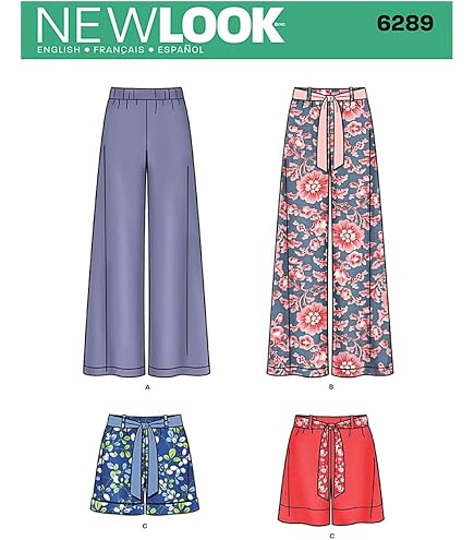 New Look NL6055 – Patron Couture Pantalon Et Short Femme, Tailles Variées, Ceinture Cordon Large Ou Fin