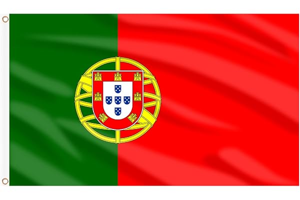 AhfuLife Grande Drapeau Portugal 90×150cm, 1Pcs Drapeau Portugais Double Face avec œillets en Laiton en Polyester pour Euro Football Match Coupe du Monde Sportive et Jardin Bar Intérieur Décoration