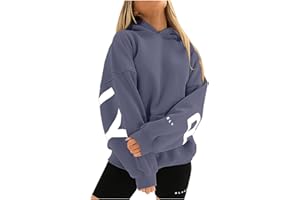 KEXIMIXUE Blackprint Hoodie for Damen Oversize Pullover Mit Kapuze Sport Gym Athletic Sweatshirt Baggy Soft Kapuzenpullover Tee Tops Shirts Sportbekleidung