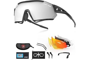 X-TIGER Okulary rowerowe, UV400 z 5 wymiennymi szkłami, dla mężczyzn i kobiet, mocna oprawka TR90, sport na świeżym powietrzu, jazda na rowerze, bieganie, jazda samochodem, wędkarstwo, golf