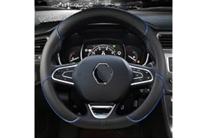 ZHONGYISHANGMAO123 Funda Volante Coche Protector Cuero Para Volante Coche Para Renault Para Scenic Para Clio Para Laguna 2 3 4 5 Para Kangoo Para Fluence Para Megane Funda Volante (Color : D shape blue)