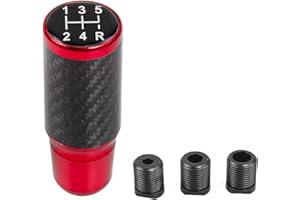 muge racing Gear Shift Knob，Car Gear Knob Shifter 5 Speed Universal Aluminum Gear Shifter Stick with 3 Adapters(Red)