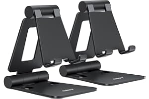 Nulaxy Soporte de teléfono Plegable Paquete de 2 Unidades, Soporte teléfono móvil Ajustable Compatible con iPhone 15 14, 13, 12, 11, XS, XR, X 8, Huawei, Samsung, Todos los teléfonos, Negro y Negro