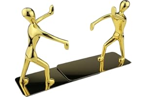 WINTERWORM Fashion Creative Shiny Kung Fu Man Stainless Steel Metal Bookends Book End For Home Office Library School Study Decoration Gift (Gold)