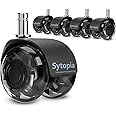 Sytopia Office Chair Wheels Replacement Set of 5, 11x22mm Pin Office Chair Castors for Hardwood Floor, Carpet, Smooth and Silent Gliding, Safe for All Floors (Black, Not Compatiable with 1KEA)