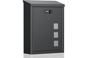 Uniclife Buzón grande, buzones de pared para exteriores, buzones de correo con cerradura de combinación, buzón de seguridad para casa, escuela, oficina y exteriores, color negro