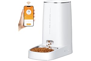 ROJECO Futterautomat für Katze Hund WiFi 4L-Automatisierte Waschbar Futterspender Katzenfutter mit Timer & Edelstahlschüssel, 1-10 Mahlzeiten pro Tag für kleine/mittlere Haustiere