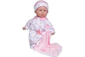 JC Toys La Baby kaukaska lalka niemowlęca, zestaw 28 cm, miękka lalka niemowlęca, nadająca się do prania, zdejmowany, różowy strój z czapką i kocem, dla dzieci w wieku od 12 miesięcy