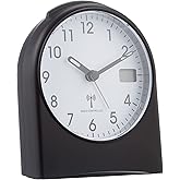 TFA Dostmann analog radio alarm clock, 98.1040.01, with digital second display, radio clock, with backlight, black / white, p
