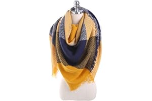 KSFBHC Écharpe Femmes Brochage Plaid Châle Chaud épais Couverture Echarpes Wraps Lady (Color : Yellow, Size : 140CM x 135CM)