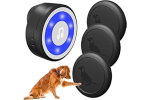 MYPIN Kabellose Hund Türklingel, IP65 wasserdichte Türglocke, Haustier Türglocken Sensor Berührt für das Hundetraining, Katzenklingel mit 20 Klingeltöne und 4 Modi LED-Blitz (1 Empfänger & 3 Sender)