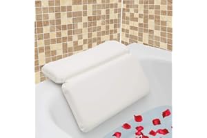 AnnSpa Cuscino da Bagno, Cuscino da Bagno con 7 Antiscivolo Ventose, 2 Panel Design per Testa, Collo, Schiena e Spalle, Ideale per Vasca da Bagno, Spa e Idromassaggio (14.5" x 11")