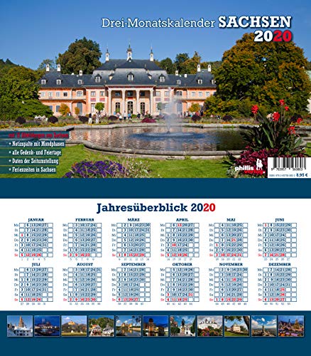 Sachsen 2020 3-Monatskalender: Praktischer Monatsplaner mit sächsischem Kalendarium
