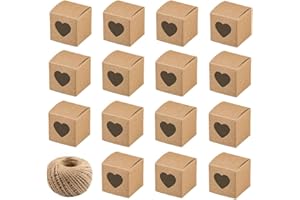 Niaciswe Boite Kraft Cadeau 50 Pièces Petite Boite Cadeau Boite Chocolat Vide Boite Coeur Carton Boite Cadeau Craft Marron Emballage Cadeau Boite Boites Dragees pour ​Fêtes Mariage avec Corde de Jute