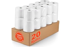 BESTYKS 20 rotoli di Rotolo ricevuta termica premium da 57 x 40 mm per macchina per carte di credito PDQ, POS, EPOS, registratore di cassa carta fiscale omologata banconote e ricevute telematiche