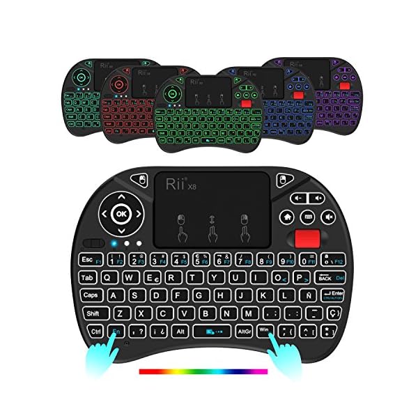 (Nueva versión) 2018 Rii X8 Mini Teclado inalámbrico, Teclado retroiluminado con Pantalla táctil 2.4GHz y Rueda de… - Image 3
