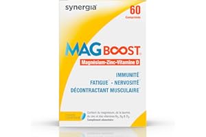 MAG BOOST 60 Comprimés | Résistance Accrue au Stress et à la Fatigue Physique ou Musculaire | Magnésium Liposomal Naturel, Taurine et Vitamines B | LABORATOIRE SYNERGIA