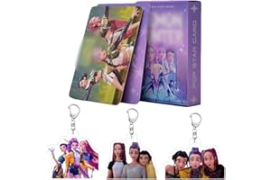 SUJEBKC Set da collezione Kp Mini carte, con 3 portachiavi in acrilico con personaggi, collezione di carte fotografiche (B)