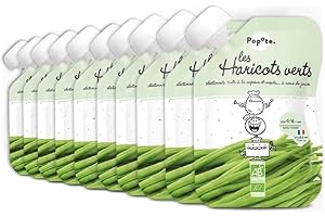 POPOTE - Purée de Haricots Verts Bio - Dès 4/6 Mois - Gourde Individuelle 120g - Recette Lisse, Équilibrée - Première Découverte des Légumes - Format Pratique à Emporter - Pack Familial 10 x 120g
