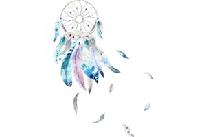 WILSONZIN Wandtattoo Traumfänger Aquarell Wandtattoo Wandsticker Blumen Traumfänger Feder Wandsticker als Wanddekoration für Geschäfte Schaufenster Schlafzimmer Wohnzimmer Wand