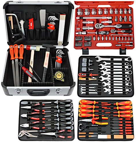 FAMEX 718-20 Werkzeugkoffer Komplettset mit Top-Werkzeugbestückung und 66-tlg. Steckschlüsselsatz 4-32mm