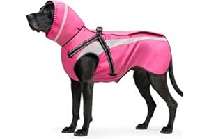 Oslueidy Imperméable Chien Imperméables pour Chien Réfléchissant Chiens Vestes de Pluie à Capuche Pluie Poncho pour Petits Chiens Moyens Grands S-XXL (Rose, M)