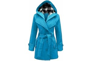 ZAFS Winter Coats Women's Coats Belted Waist Long Sleeve Buttoned Womens Winter Jackets For Women Uk Hooded Long Coat Ladies Coats Ladies Body Warmer For Women