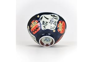 Sushisushi Bowl, Blue with Red Daruma 125x66mm (Japanese Made)