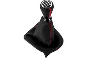 DOMENICA 5 Gang Schaltknauf Schalthebel mit Schaltmanschette Kompatibel für Peugeot 207 307 308 607 608 Citroen C3 C4 C5 (Rot)