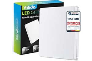 Yafido Plafoniera LED Soffitto Bagno 48W Pannello Plafoniere Cucina Lampada Interni, 4320LM Bianco Freddo 6500K IP44 Illuminazione Quadrata Ceiling Light Camera da Letto Ultra Slim Luce Scale 30CM