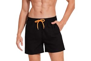 AMZSPORT Shorts de Bain Homme Boardshort Imperméable Maillot de Bain avec Poches et Doublure en Maille