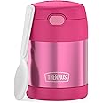 THERMOS FUNTAINER 10 Ounce Stainless Steel Vacuum Insulated Kids Food Jar with Folding Spoon, Pink