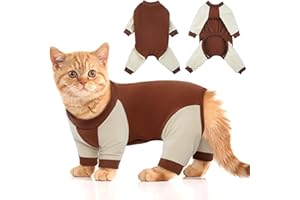 DENTRUN Cat Recovery Suit, Kitten Hair Sticky Onesie, Surgical Cone Alternative Shirts for Female Male Cat Recovery After Surgery, Cat Hair Spreading Prevent Clothes Pajama Apparel for Cats Only