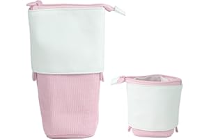 JANREAY Śliczny piórnik 2 w 1, teleskopowy piórnik typu pop-up, stojak, chowany pojemnik na długopisy, dla studentów, młodzieży, dziewcząt, chłopców, różowy, Rosa, Carry-On 20-Inch, Dodatkowa torba