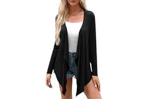 Irevial Mujer Cárdigan Ligero-Rebeca Chaqueta Punto Larga Primavera Drapeado de Manga Clásico Cárdigan Verano Elegante Dobladillo Irregular Rebecas Adaptable Otoño