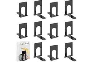 TOSAVGA 6 Paare Buchstütze, Buchstützen Metall, Buchstützen Schwarz, Hochwertiges Bücherstütze, Bücherhalter, Bookends, Book Holder für Bücher, DVDs, Magazine - 100 x 70 x 130mm