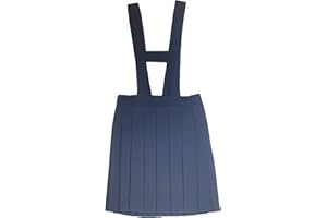 MAHAVIRA Falda Escolar Uniforme Colegio Gris Plisada para Niña Adolescente Mujer Cintura Alta hasta La Rodilla Cierre Botón Tirantes hasta Talla 8