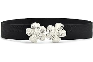 YIWEIYA Women's Elastic Waist Belt, Metal Buckle Skinny Stretchy Waist Belt for Jeans Pants Dresses,Women's Daily Use Stretch Waist Belt