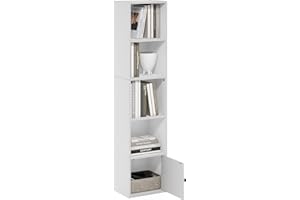 Furinno Luder - Libreria a 5 ripiani con 1 anta portaoggetti, colore: Bianco