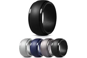 Pwsap 4 anillos de boda de silicona para hombre, anillos de boda de goma transpirable, anillo único de goma de silicona para hombre, color clásico, cómodo, talla 9#