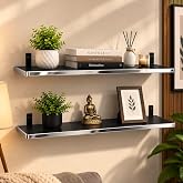 Duraso Engineered Wood Floating Wall Shelves, Black 24x6 Inch Wooden Display Rack for Living Room, Bedroom, Kitchen, Office,