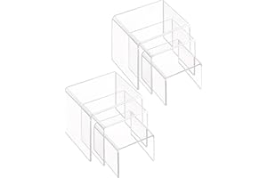 AUFIKR Soportes de exhibición de acrílico Transparente, 2 Juegos de 3 estantes de exhibición para Figuras, buffets, Cupcakes y Soportes de exhibición de joyería, con película Protectora pegajosa