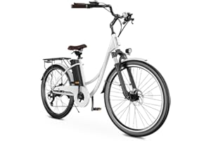 ‎FINBIKE Elektrofahrrad mit Abnehmbarer 36V 13Ah Akku Bis zu 90KM,26 Zoll E Bike mit 7 Gang Getriebe für Herren Damen Pendler Reisen Übung,60N.m 250W Motor City Pedelec mit Aussetzungen und LCD-Display