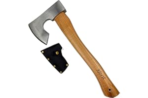 Xforst Hache Viking X-H6 – Hache de Survie 38 cm | Tête Forgée en Acier au Carbone | Manche en Bois de Hickory | Étui de Protection en Cuir Véritable | Beil Bushcraft 0,86 kg