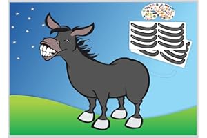 ATKIN BROTHERS Pin the Tail on the Donkey Game Party Games Family Party Activity for Kids & Adults with 16.5" X 23" Poster Girls Birthday Party Supplies Home Wall Decorations Player Party Favors Donkey Theme(1pack)