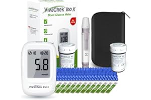 FOVIFLXY VivaChek Diabetes Test Kit, Blood Sugar Tester with Ketone and Hypo Warning, 900 Memory, Blood Glucose Monitor with Test Strips x 100 and Lancet 100 -inmmol/L