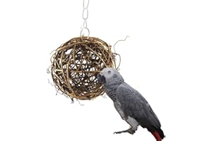 KEERSI Natur Rattan Kugeln Kauspielzeug für Vogel Papagei African Greys Sittiche Nymphensittiche Sittiche Aras Unzertrennliche Käfig Spielzeug