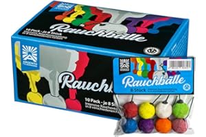 vama Funke Rauchbälle Smoke Balls Mixed im 8er Beutel, tolle Farben für die Größe, Outdoor draußen (10 Beutel/1 Schachtel)